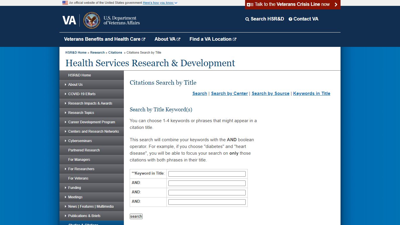 Citations Search by Title - Veterans Affairs